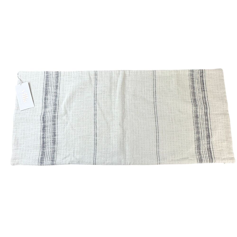 Villa By Classic Home Ria Large Lumbar Pillow Cover 36"x16"Ivory/Gray NEW